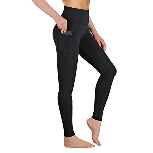 GIMDUMASA Pantalón Deportivo de Mujer Cintura Alta Leggings Mallas para Running Training Fitness Estiramiento Yoga y Pilates GI188(Negro,XL)