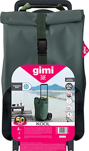 Gimi Kool Carro de la Compra con Ruedas XXL, Bolsa térmica 100% poliéster, Capacidad 60L, 37,9 x 45,3 x 102,7 cm, Acero, Verde, Grande