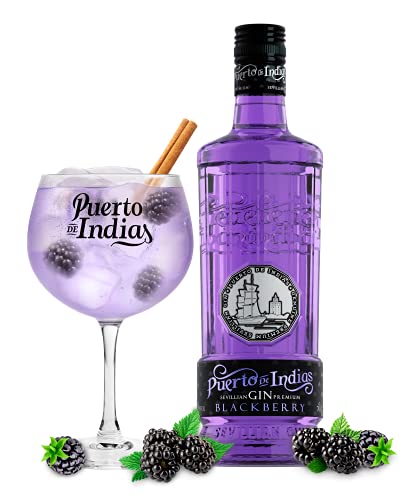 Gin Puerto de Indias - BlackBerry Premium Gin - Ginebra Premium de Mora - 70 cl - 37.5%