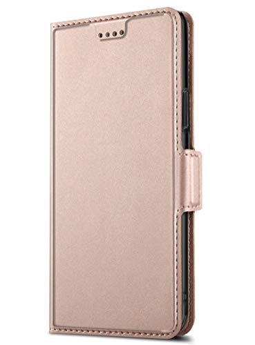 GIOPUEY Funda para Realme GT Master Edition, Función de Soporte Leather Case, Protección de 360 Grados [4 Ranuras para Tarjetas] Tapa del Tirón Cover para Realme GT Master Edition - Oro Rosa