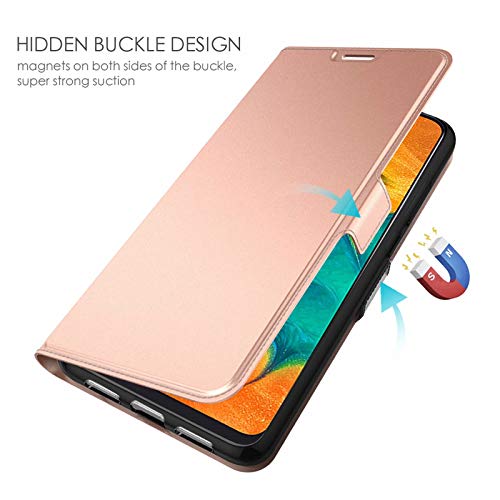 GIOPUEY Funda para Realme GT Master Edition, Función de Soporte Leather Case, Protección de 360 Grados [4 Ranuras para Tarjetas] Tapa del Tirón Cover para Realme GT Master Edition - Oro Rosa