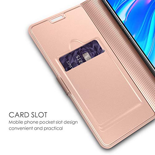 GIOPUEY Funda para Realme GT Master Edition, Función de Soporte Leather Case, Protección de 360 Grados [4 Ranuras para Tarjetas] Tapa del Tirón Cover para Realme GT Master Edition - Oro Rosa