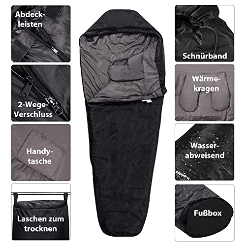 gipfelsport Saco de Dormir Momia Invierno Negro