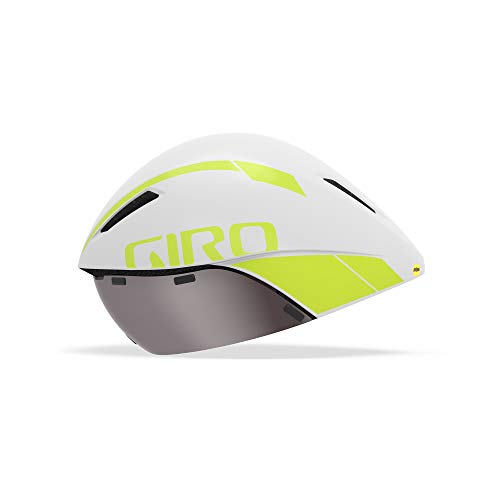 Giro Aerohead MIPS Casco Aero/Tri, Unisex, Blanco Mate/limón, M