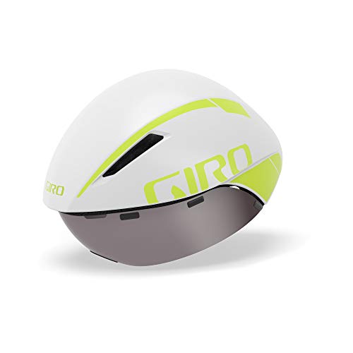 Giro Aerohead MIPS Casco Aero/Tri, Unisex, Blanco Mate/limón, M