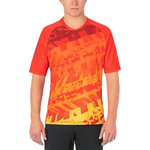 Giro Men's Roust Jersey SS, Unisex, Red Orange Fanatic, S