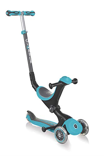 Globber Go Up Deluxe - Patinete de 3 Ruedas Plegable para Juventud, Unisex, 644-105, Turquesa, à Partir de 15 mois