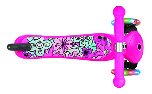 Globber Lights Patinete Primo Fantasy Flores Grandes con Luces, Infantil, Rosa