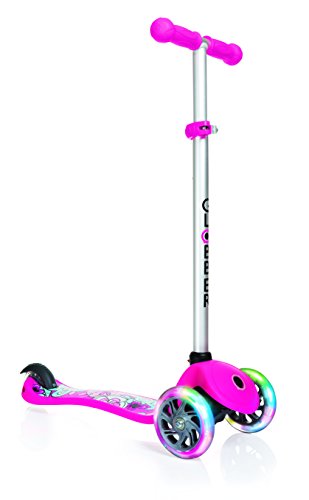 Globber Lights Patinete Primo Fantasy Flores Grandes con Luces, Infantil, Rosa