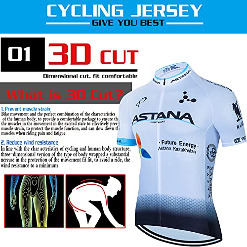 GLYIG Conjunto de maillot de ciclismo de secado rápido para hombre, camiseta de bicicleta de carretera + culotte corto con tirantes, kit de ropa de montar MTB acolchado con gel 3D, ropa de montar en b