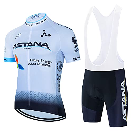 GLYIG Conjunto de maillot de ciclismo de secado rápido para hombre, camiseta de bicicleta de carretera + culotte corto con tirantes, kit de ropa de montar MTB acolchado con gel 3D, ropa de montar en b