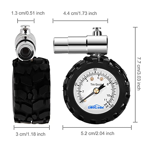 Godeson manometro presion neumaticos bicicleta, Manometro bicicleta 0-11bar/0-160psi con válvula Presta herramientas bicicleta, medidor presion neumaticos bicicleta…