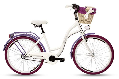 Goetze Style Vintage Retro Citybike - Bicicleta holandesa para mujer, cambio de 3 marchas, freno de contrapedal, ruedas de aluminio de 26 pulgadas, cesta con acolchado gratis.
