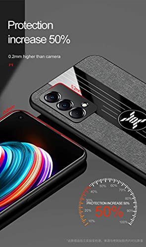 GOGME Funda para realme GT Master Edition Carcasa, Anillo de 360 Grados de Metal [Estilismo de Tela de Lona Tejida] con Marco de Silicona Suave TPU Protección contra Caídas. Rojo