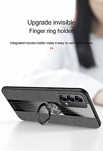 GOGME Funda para realme GT Master Edition Carcasa, Anillo de 360 Grados de Metal [Estilismo de Tela de Lona Tejida] con Marco de Silicona Suave TPU Protección contra Caídas. Rojo