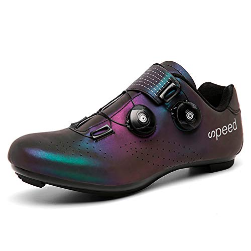 Gogodoing Zapatilla de Ciclismo Profesional Hombre Zapatos de Ciclismo de Antideslizantes SPD Lock System para Bicicleta de montaña/Carretera con Estilo de Encaje rápido Giratorio