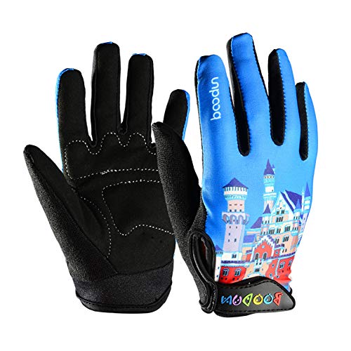 Gogokids Guantes de Ciclismo para Niños Niñas - Dedos Completos Mitones Deportivos para Patinaje, Monopatín, Bicicleta de Montaña de Carretera, 4-10 años