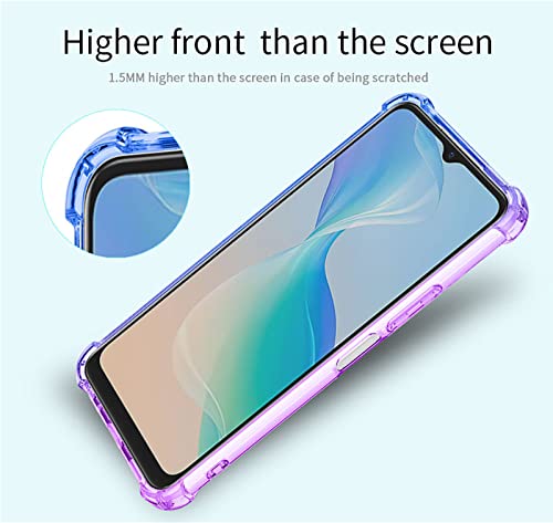 GOKEN Funda para Vivo Y21s / Vivo Y21 / Vivo Y33s, TPU Silicona Gradiente Transparente Protección Carcasa, Bumper Caso Case Cover con Shock- Absorción, Pink/Morado