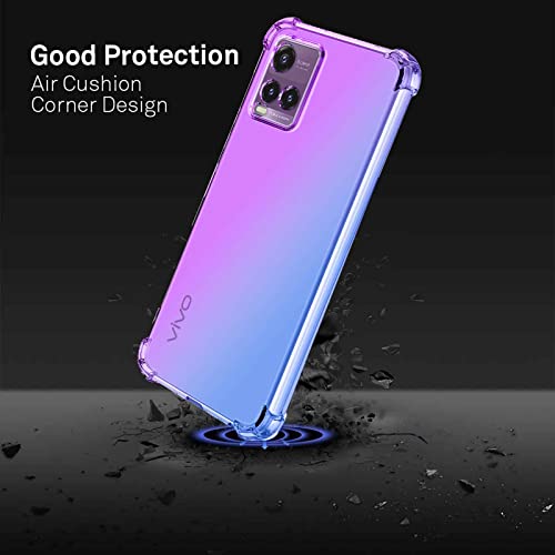 GOKEN Funda para Vivo Y21s / Vivo Y21 / Vivo Y33s, TPU Silicona Gradiente Transparente Protección Carcasa, Bumper Caso Case Cover con Shock- Absorción, Pink/Morado