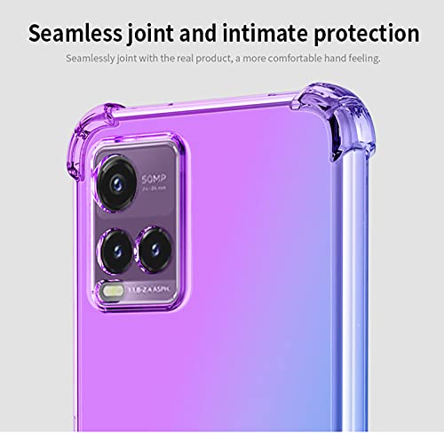 GOKEN Funda para Vivo Y21s / Vivo Y21 / Vivo Y33s, TPU Silicona Gradiente Transparente Protección Carcasa, Bumper Caso Case Cover con Shock- Absorción, Pink/Morado