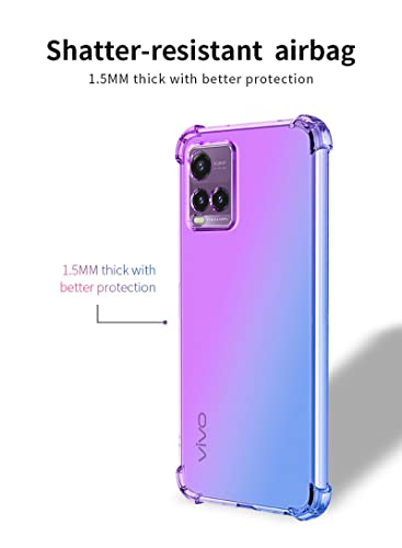 GOKEN Funda para Vivo Y21s / Vivo Y21 / Vivo Y33s, TPU Silicona Gradiente Transparente Protección Carcasa, Bumper Caso Case Cover con Shock- Absorción, Pink/Morado