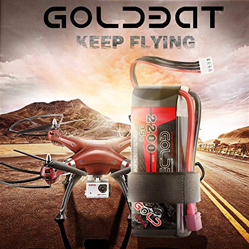 GOLDBAT Batería de repuesto de polímero de litio de 2200 mAh, 11,1 V, 35 C, 3S, con conector Deans en T, para coche, camión, avión o barco teledirigidos (2 paquetes)