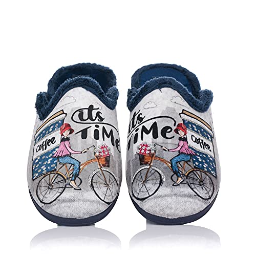 GOMEZ 1810 Zapatilla DE CASA Bici CUÑA Mujer Azul 40