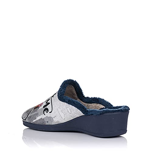 GOMEZ 1810 Zapatilla DE CASA Bici CUÑA Mujer Azul 40