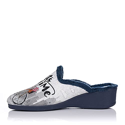 GOMEZ 1810 Zapatilla DE CASA Bici CUÑA Mujer Azul 40