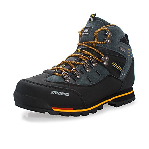 Gomnear de los Hombres Botas de montaña Alta Subida Trekking Zapatos Antideslizante Respirable Impermeable para Caminar Alpinismo (UK8/EU43, Amarillo Negro)
