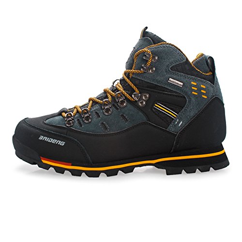 Gomnear de los Hombres Botas de montaña Alta Subida Trekking Zapatos Antideslizante Respirable Impermeable para Caminar Alpinismo (UK8/EU43, Amarillo Negro)