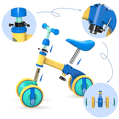 Gonex Bicicleta sin Pedales, Bici Bebe para Niños de 1 Año, Bicicleta Equilibrio de Altura Ajustable, Triciclos Bebes Correpasillos para Niños y Niñas 1 Año Regalo Juguetes