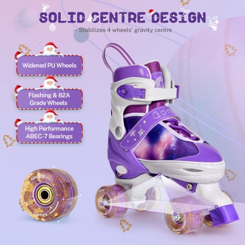 Gonex Patines en Paralelo Ajustables Niña, Patines 4 Ruedas con Lluminación LED, Transpirables, Cómodos, para Principiantes, Niñas, Mujeres, Niños