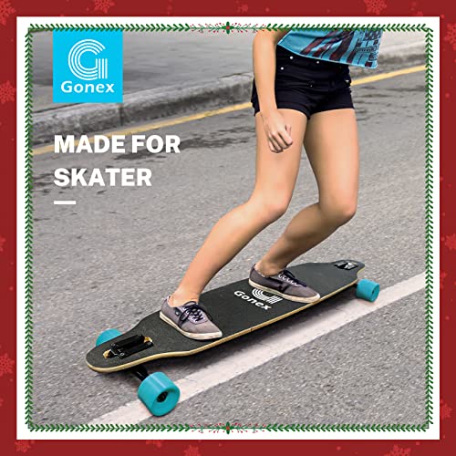 Gonex Patineta Longboard de 42 Pulgadas, Crucero Cóncavo de Arce Completo de 9 Capas para Niñas, Niños, Adultos y Principiantes, Rayas Azules