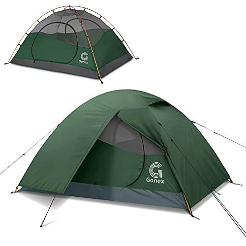 Gonex Tienda de Campaña 2 Personas, Tienda de Camping Ligero Impermeable Anti Viento, Tienda Domo para Senderismo Excursionismo Trekking Mochileros Montañismo Acampar Escalada Viaje, Fácil de Montar