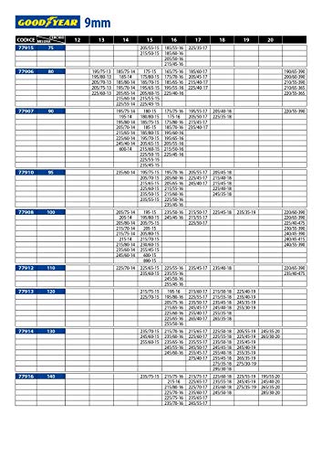Goodyear 77914: "G9" Cadenas de nieve 9 mm para coches, Talla 130, TÜV Süd y ÖNORM V5117