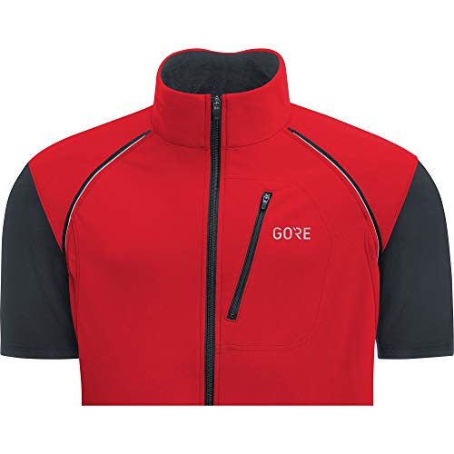 GORE WEAR C3 Chaqueta de hombre Zip-Off GORE WINDSTOPPER, M, Rojo/Negro