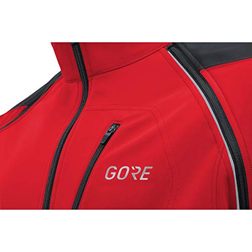 GORE WEAR C3 Chaqueta de hombre Zip-Off GORE WINDSTOPPER, M, Rojo/Negro