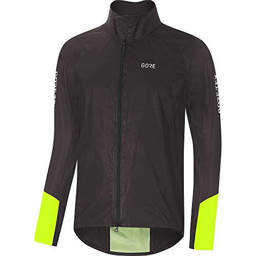 GORE WEAR C5 Chaqueta de ciclismo de hombre GORE-TEX SHAKEDRY, S, negro/amarillo neón