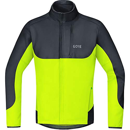 GORE WEAR C5 Chaqueta de Ciclismo para Hombre GORE WINDSTOPPER, L, Negro/Amarillo neón