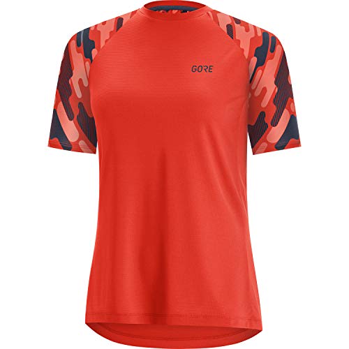 Gore Wear C5 Trail Maillot Manga Corta, para Mujer, Rojo (Fireball/Orbit Blue), 34