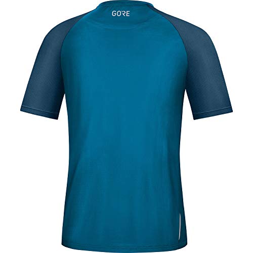 GORE WEAR Camiseta de manga corta Devotion para hombre, M, Azul cobalto/Gris turquesa