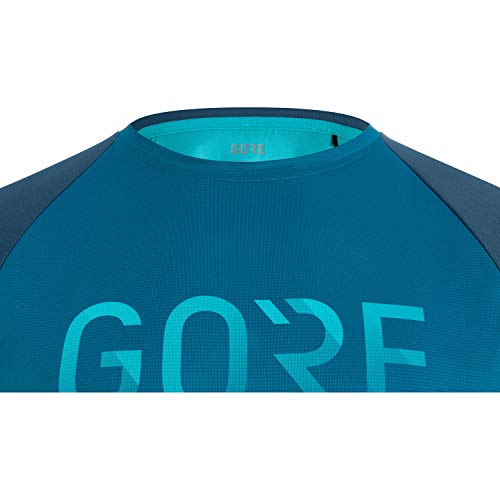 GORE WEAR Camiseta de manga corta Devotion para hombre, M, Azul cobalto/Gris turquesa