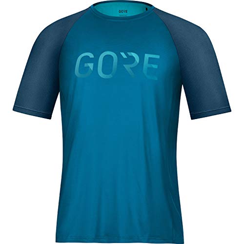 GORE WEAR Camiseta de manga corta Devotion para hombre, M, Azul cobalto/Gris turquesa