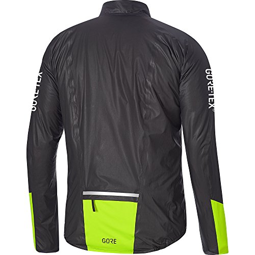 GORE Wear Chaqueta impermeable de ciclismo en carretera para hombre, M, Negro/Amarillo neón, 100418