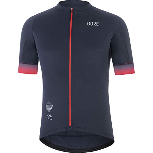 GORE WEAR Maillot de manga corta Cancellara para hombre, M, Azul marino/Rojo