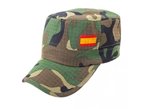 Gorra Camuflaje Bandera de España. Gorra Tipo Militar Marine para Caza con la Bandera de España