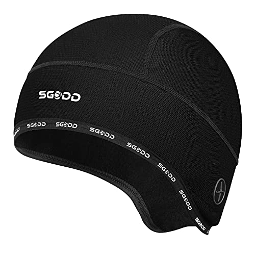 Gorro Ciclismo, Gorro Ciclismo Bajo Casco, Forro a Prueba de Viento Gorro Running Invierno para Hombre, Gorros Deporte al Aire Libre Térmico de Ciclistas, Apto para Cascos, Moto, Esquí, Correr (L)