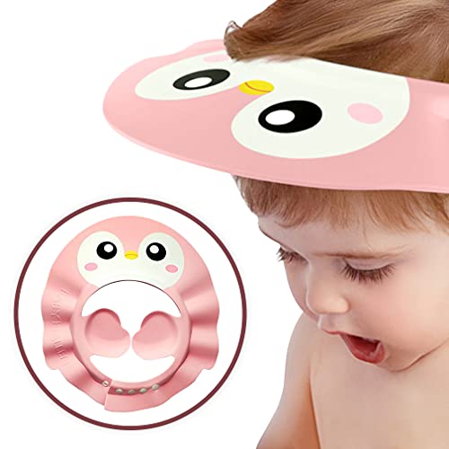 Gorro de Ducha Bebé,Gorra Ducha Ajustable Visera Baño para Niños Pequeños,Visera Baño Bebé Con Orejeras,Protege Los ojos y las orejas para Niños,Lindo Gorro de Baño para Bebé forma de Pingüino C1