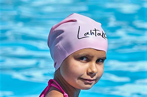 Gorro de Natación Para Pelo Largo Infantil - Gorro de Baño Para Niñas, Niños y Adolescentes con Rastas o Pelo Largo y Rizado - Gorro de Piscina de Silicona Hipoalergénica (Cuarzo Rosa M)